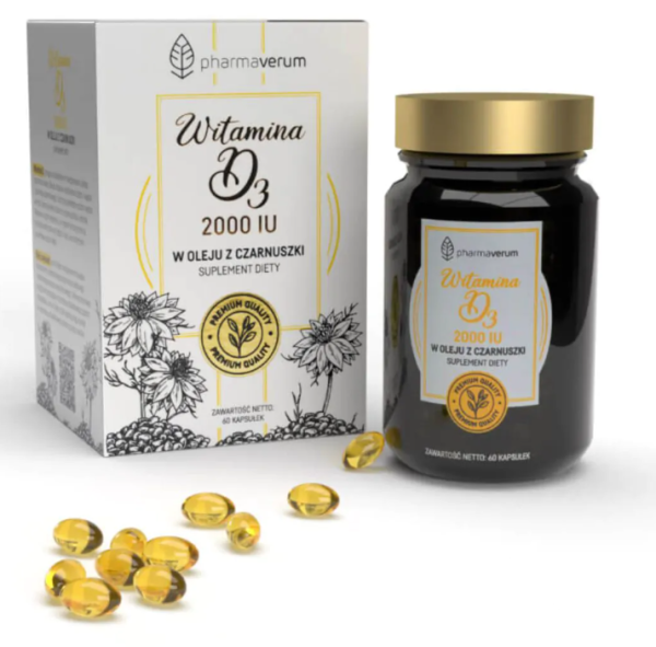 Witamina D3 2000 w oleju z czarnuszki 60 kapsułek