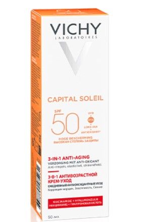 VICHY CAPITAL SOLEIL SPF50+ Krem ANTI-AGE 3w1 50ml