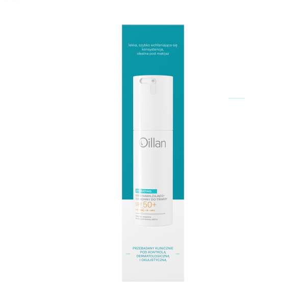 Oillan Hydrating Krem nawilżający do twarzy z SPF50+ dla skóry suchej i wrażliwej 50 ml