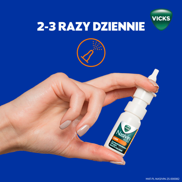 Aerozol do nosa Nasivin Vicks Kids na zatkany nos, lek udrażniający, dla dzieci powyżej 1. do 6 r.ż., 10 ml