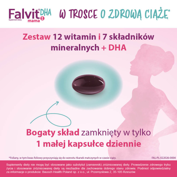 Falvit® mama 2 DHA dla kobiet po 16. tygodniu ciąży i karmiących 30 kapsułek