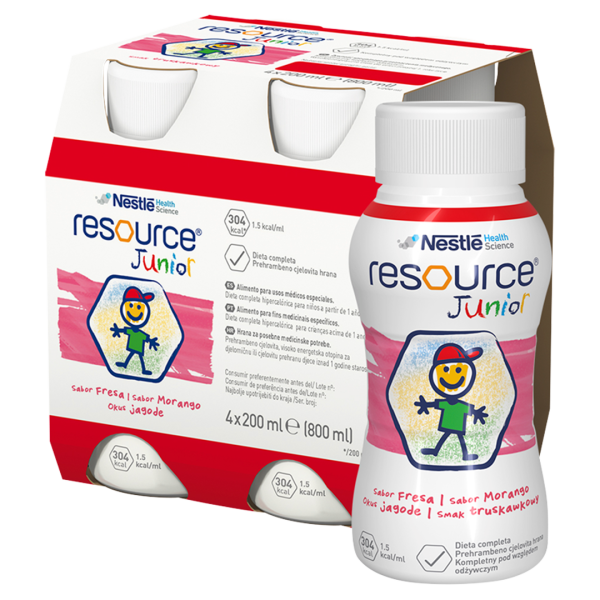 Nestle RESOURCE Junior preparat odżywczy  TRUSKAWKA 4 x 200 ml