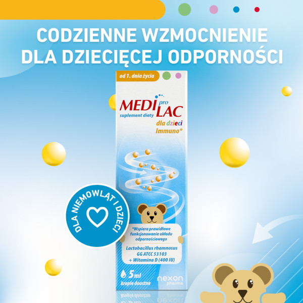 Mediprolac Dla Dzieci Immuno + Wiatmina D krople doustne 5ml