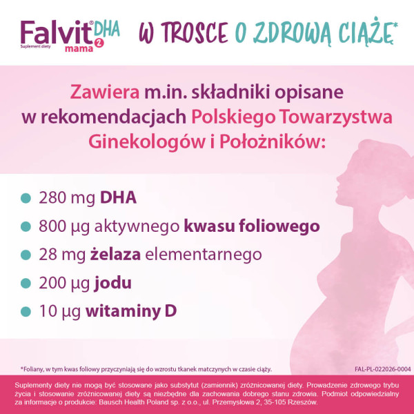 Falvit® mama 2 DHA dla kobiet po 16. tygodniu ciąży i karmiących 30 kapsułek