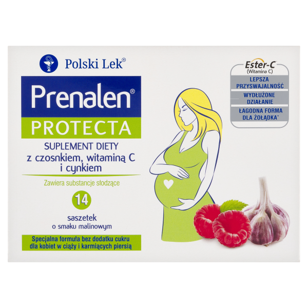 Prenalen PROTECTA dla kobiet w ciąży i karmiących 14 saszetek o smaku malinowym BEZ CUKRU