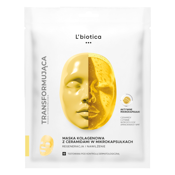 L'biotica Maska kolagenowa z ceramidami w mikrokapsułkach Regeneracja i nawilżenie 1 sztuk