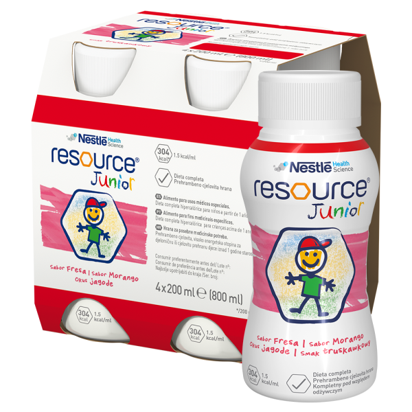 Nestle RESOURCE Junior preparat odżywczy  TRUSKAWKA 4 x 200 ml
