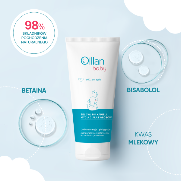 Oillan Baby żel 3w1 do kąpieli, mycia ciała i włosów 100 ml
