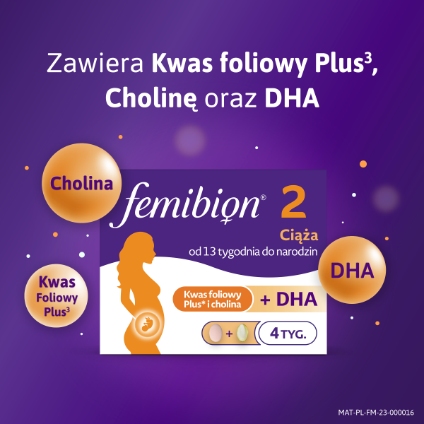 Femibion 2 Ciąża 13-40 tydz. kwas foliowy cholina DHA  28 kaps. +  28 tabl.