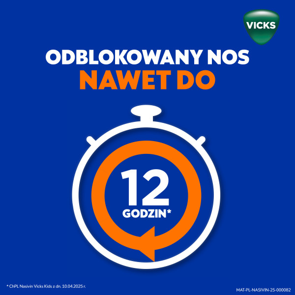 Aerozol do nosa Nasivin Vicks Kids na zatkany nos, lek udrażniający, dla dzieci powyżej 1. do 6 r.ż., 10 ml