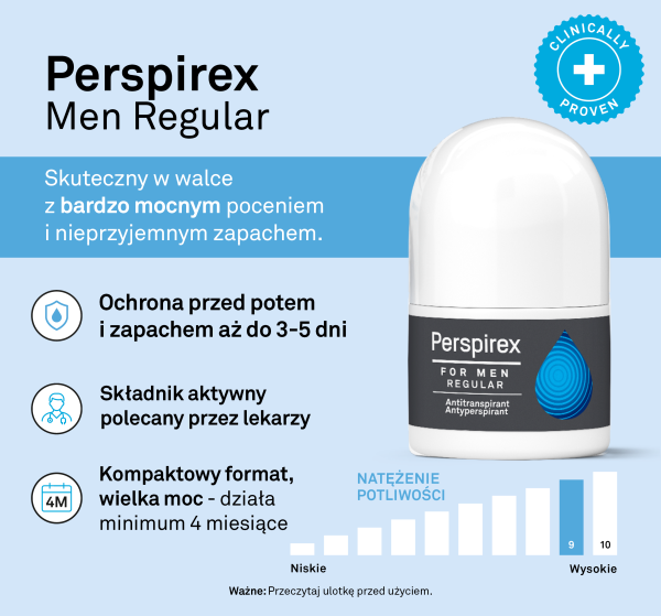 Perspirex For Men Regular rollon antyperspirant dla mężczyzn 20 ml