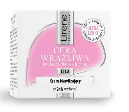 Lirene CICA Krem nawilżający cera wrażliwa kwas hialuronowy  50ml