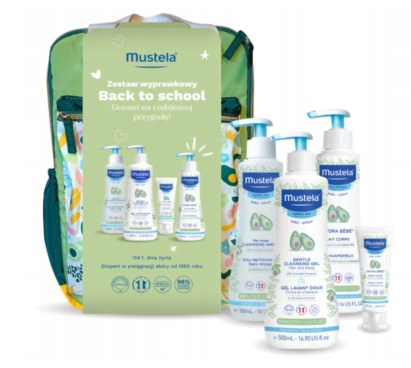 Mustela Zestaw Wyprawkowy dla niemowląt 4 produkty + PLECAK