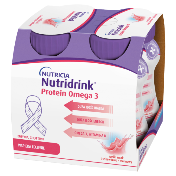 Nutridrink Protein Omega 3 rześki smak truskawkowo-malinowy 4 x 125 ml