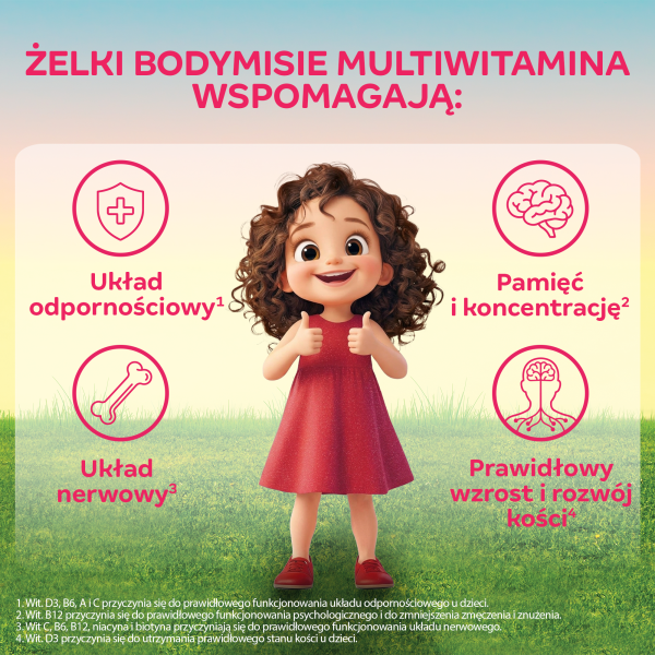 Bodymax Bodymisie multiwitamina misie o smaku jabłka i gruszki BEZ CUKRU 60 żelków