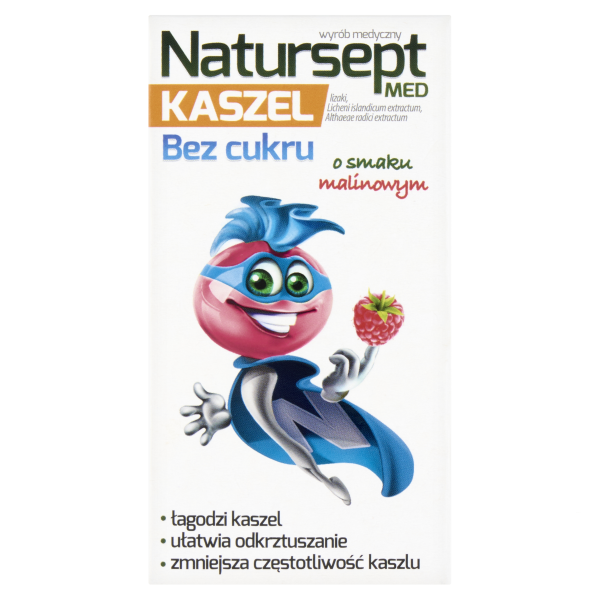 NATURSEPT MED KASZEL lizaki bez cukru o smaku malinowym 6sztuk