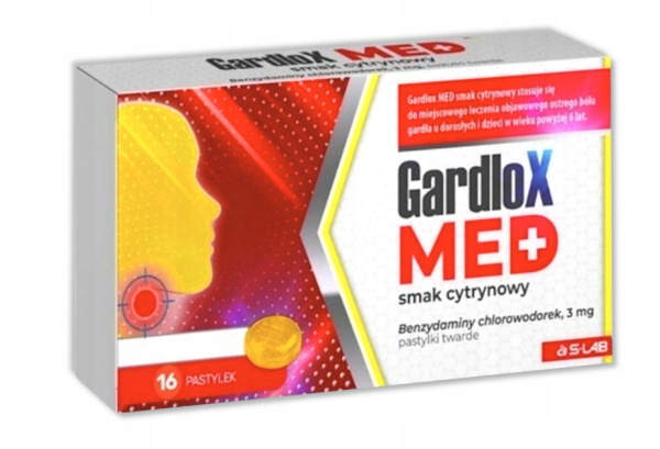 Gardlox Med na ból gardła smak cytrynowy 16 sztuk