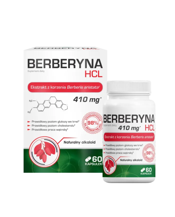 Berberyna HCL 400 mg wsparcie metabolizmu i serca 60 kapsułek