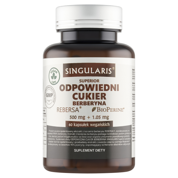 SINGULARIS Superior odpowiedni cukier berberyna 500 mg + 1.05 mg 60 kapsułek