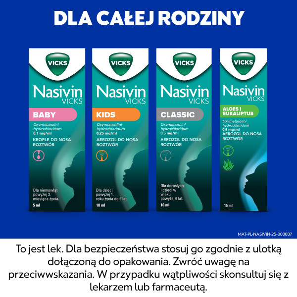 Aerozol do nosa Nasivin Vicks Aloes i Eukaliptus na zatkany nos, katar, 15 ml
