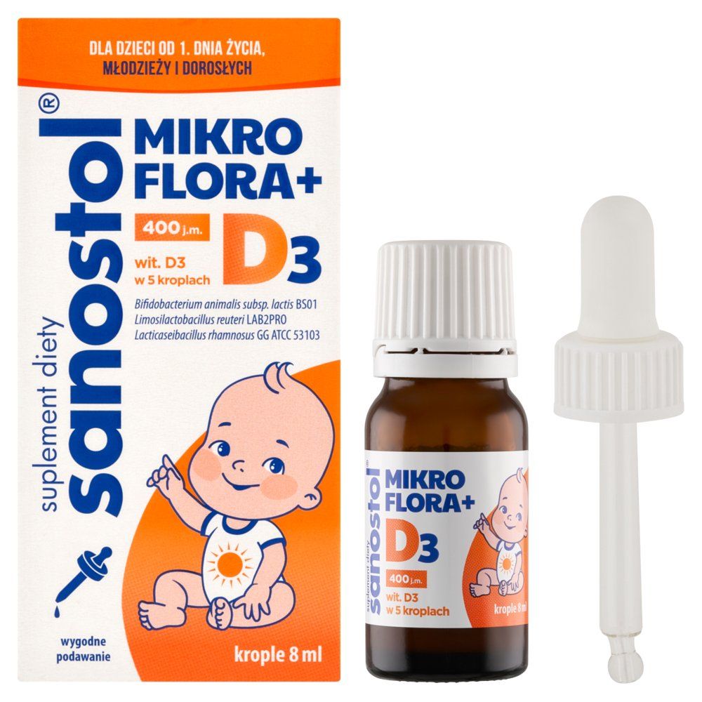 Sanostol Mikroflora + D3 krop. 8 ml