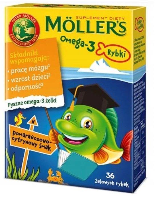 Mollers Omega-3 Rybki Pomarańcza-cytryna 36szt.