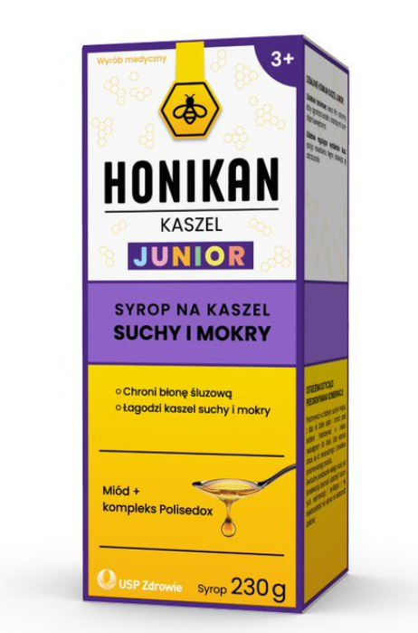 HONIKAN KASZEL JUNIOR Syrop na kaszel suchy i mokry dla dzieci w wieku od 3 lat 230 g
