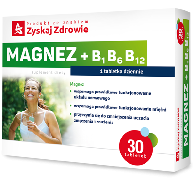 MAGNEZ + B1 B6 B12 Zyskaj Zdrowie 30 tabletek