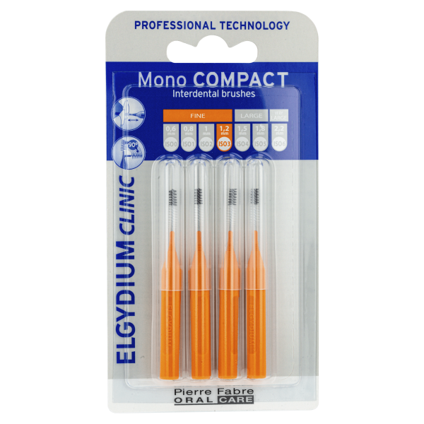 ELGYDIUM CLINIC Mono Compact 3 Pomarańczowa szczoteczka międzyzębowa 4 sztuki