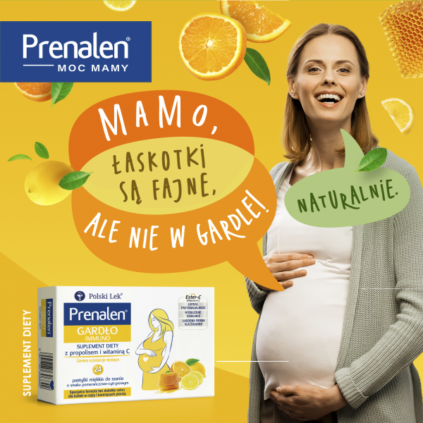 Prenalen Gardło Immuno o smaku pomarańczowo-cytrynowym, 24 pastylki miękkie do ssania