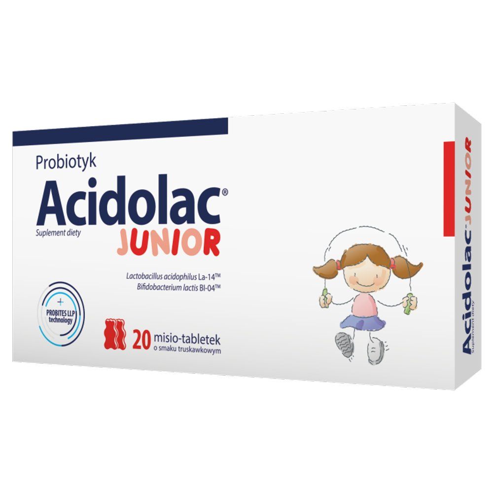 Acidolac Junior propbiotyk truskawkowy 20 misio-tabletki