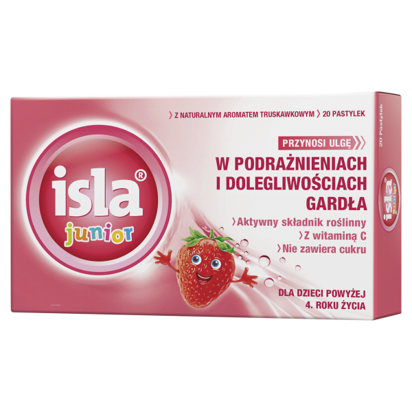 Isla Junior Pastylki do ssania o smaku truskawkowym 20 sztuk