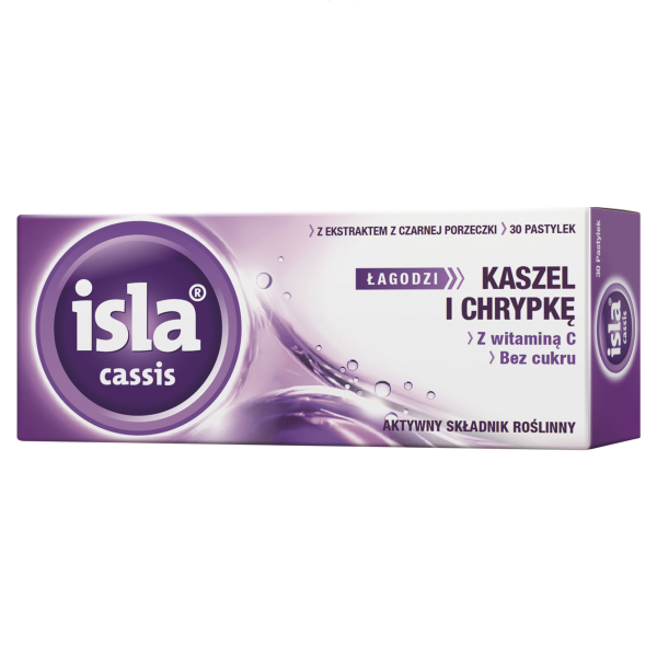 Isla Cassis na kaszel i chrypkę czarna porzeczka 30 pastylek