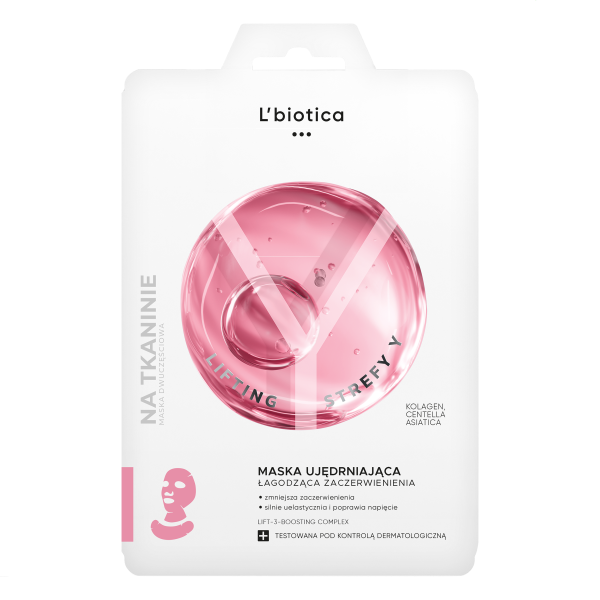 L'biotica Lifting Strefy Y Ujędrniająca maska na tkaninie łagodząca zaczerwienienia 1 szt.