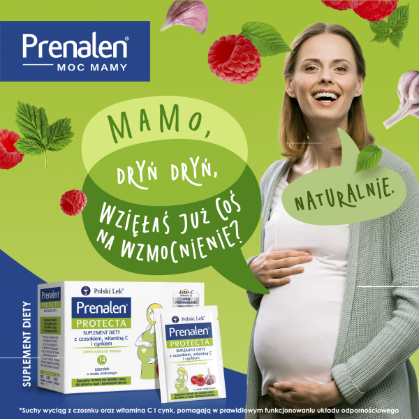 Prenalen PROTECTA dla kobiet w ciąży i karmiących 14 saszetek o smaku malinowym BEZ CUKRU