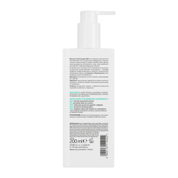 BIOVAX TRYCHOLOGIC MEN Szampon 2w1 Anti-Hair&Loss Volume Boost 200ml