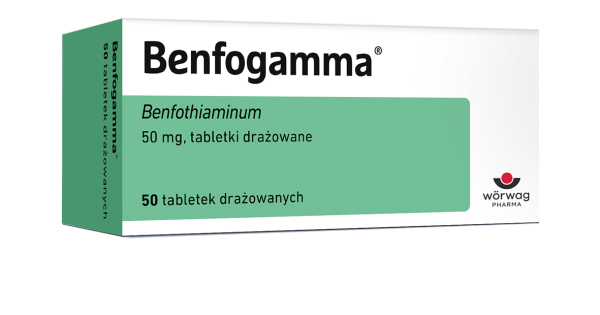 Benfogamma 50mg lecenie niedoborów wit. B1 100 tabletek drażowanych