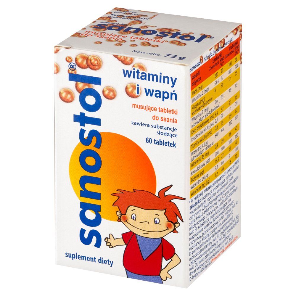 Sanostol witaminy i wapń  60 tabletek musujących do ssania