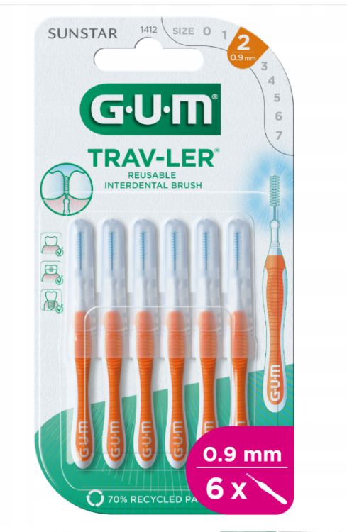 GUM Trav-Ler Szczoteczki  międzyzębowe 0,9mm 6 sztuk