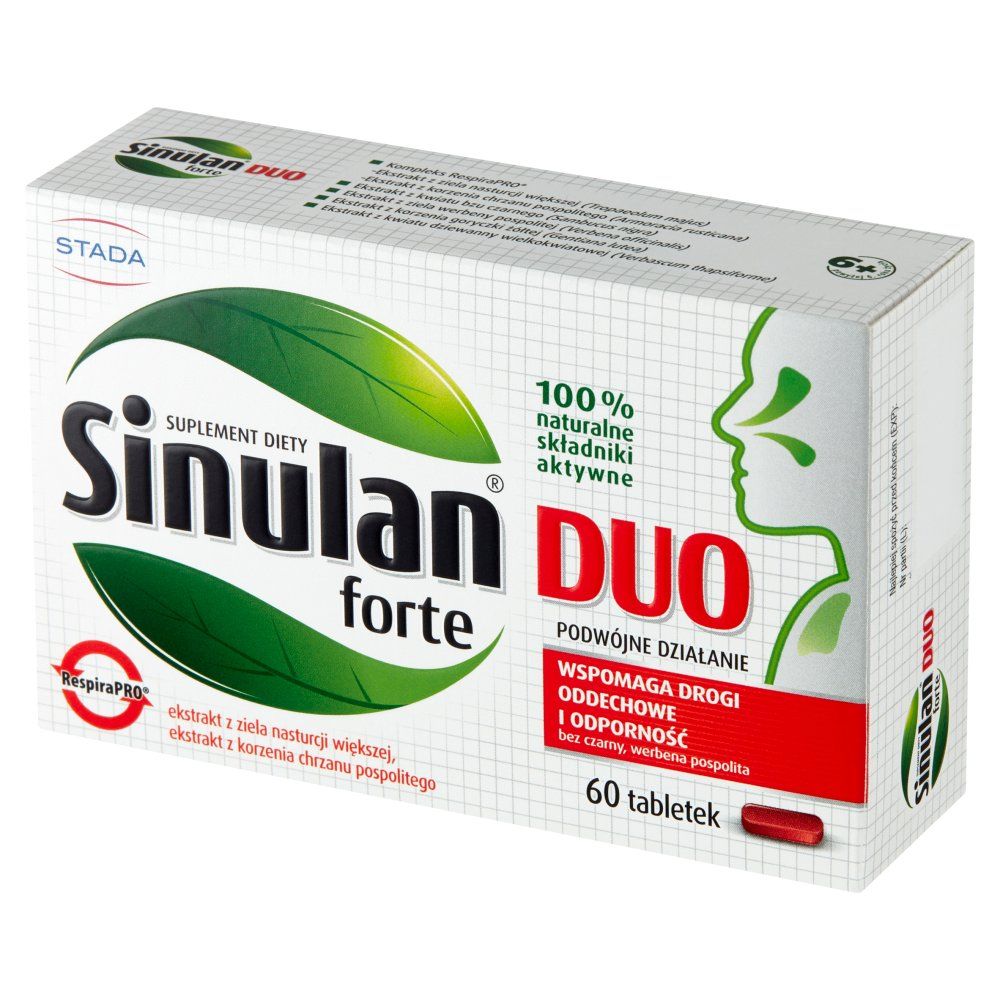 Sinulan Duo Forte, wsparcie dróg oddechowych,  60 tabletek powlekanych