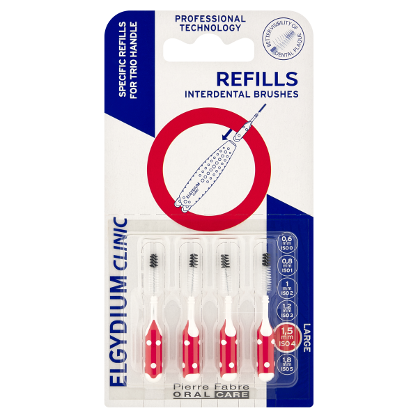 ELGYDIUM Clinic Refill Czerwona (ISO 4) Wkłady do szczoteczek międzyzębowych 4 sztuki