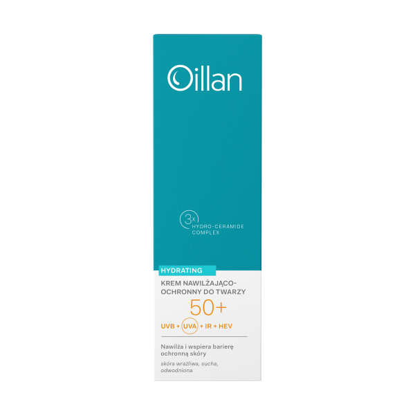 Oillan Hydrating Krem nawilżający do twarzy z SPF50+ dla skóry suchej i wrażliwej 50 ml