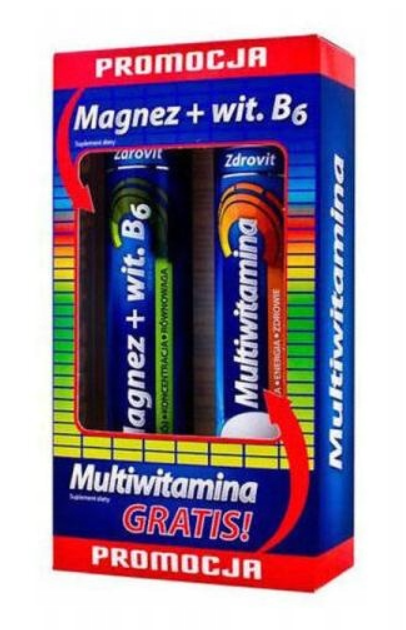 Zdrovit Magnez Wit. B6 24 tabletek + Multivitamina  20 tabletek GRATIS