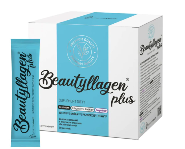 Beautyllagen Plus kolagen rybi o smaku czarnej porzeczki i cytryny 30 saszetek