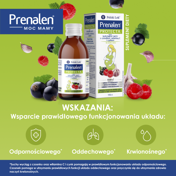 Prenalen Protecta, płyn z czosnkiem witaminą C i cynkiem 115 ml