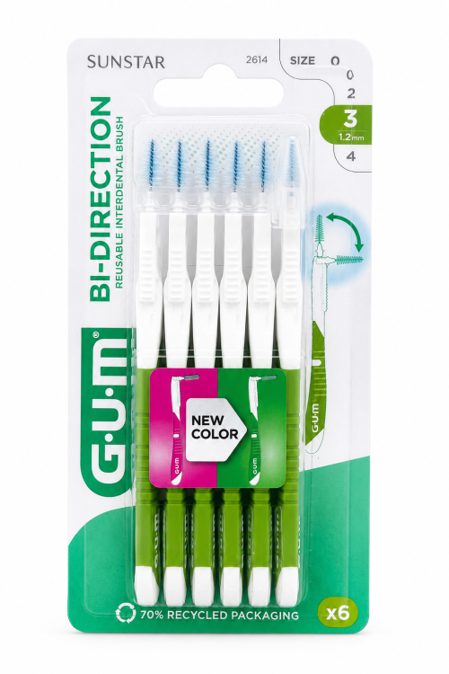 GUM Bi-Direction Szczoteczki międzyzębowe  1,2 mm 6 sztuk
