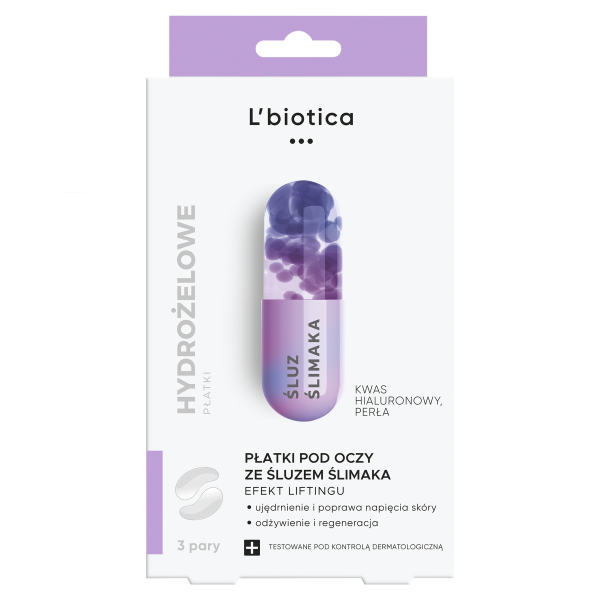 L'biotica Hydrożelowe płatki pod oczy ze śluzem ślimaka 3 x 2 sztuki