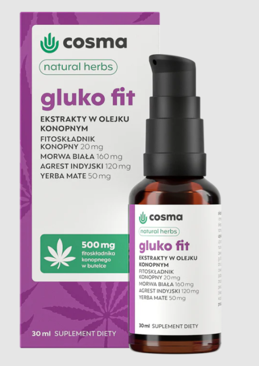 Cosma Cannabis Gluko Fit na wsparcie metabolizmu CBD 20 mg 30 ml