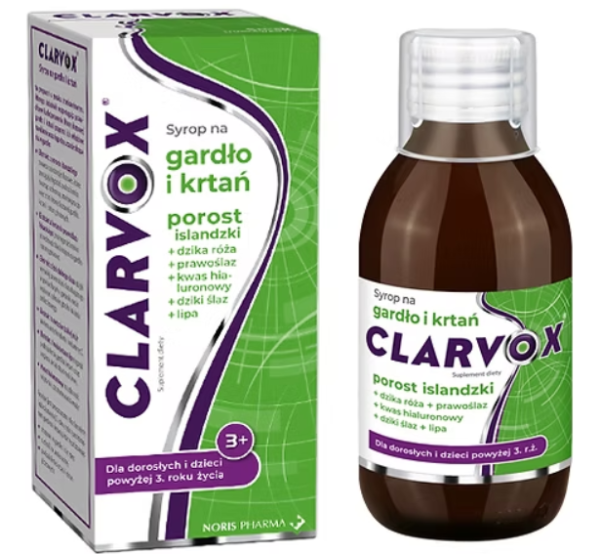 Clarvox Syrop na gardło i krtań porost islandzki + róża 200 ml