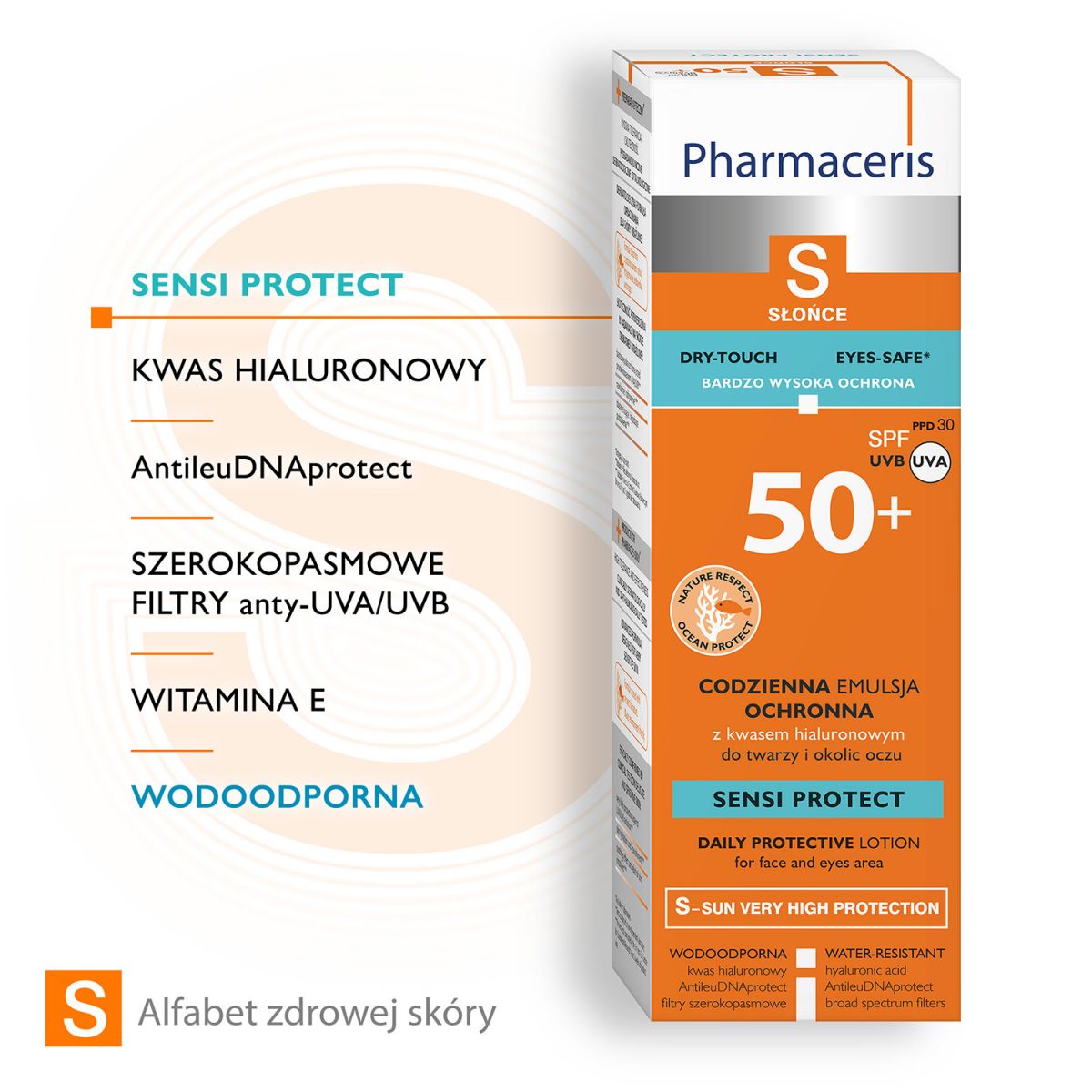 Pharmaceris S SENSI PROTECT  kwas hialuronowy twarz SPF 50+
